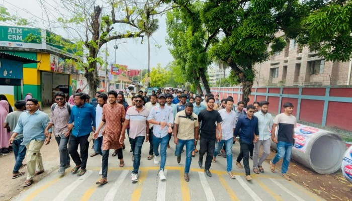 ছাত্রলীগের বিচারের দাবিতে বাকৃবি ছাত্রদলের বিক্ষোভ