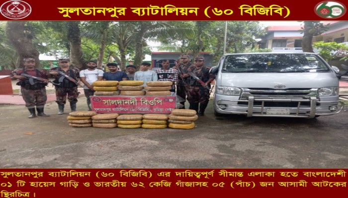 বিজিবির অভিযানে দেড় কোনো টাকার অবৈধ মাদক ও মোবাইল সহ ৫ জন আটক