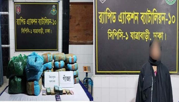 বিপুল পরিমান গাঁজাসহ ০১ জন মাদক ব্যবসায়ী কে গ্রেফতার করেছে র‌্যাব।