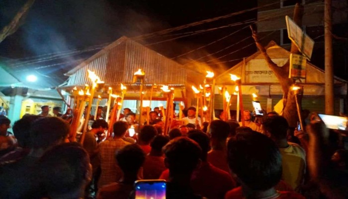 আসন বিন্যাসের প্রতিবাদে বিজয়নগরে যুবদলের মশাল মিছিল