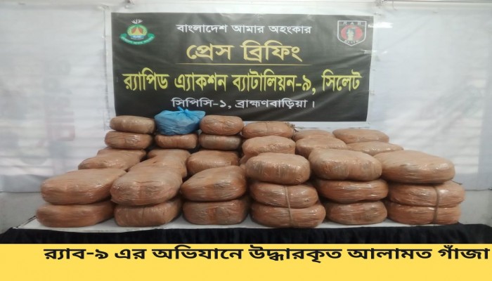 বিপুল পরিমান গাঁজা উদ্ধার ও ০২ জন মাদক ব্যবসায়ী গ্রেফতার।