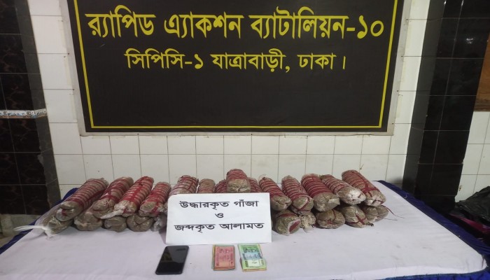 বিপুল পরিমান গাঁজাসহ একজন মাদক ব্যবসায়ীকে গ্রেফতার করেছে র‌্যাব।