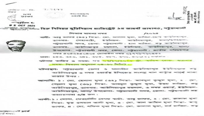 পটুয়াখালীতে জমি দখল ও চাঁদা দাবির অভিযোগে দুই ভাইয়ের বিরুদ্ধে মামলা