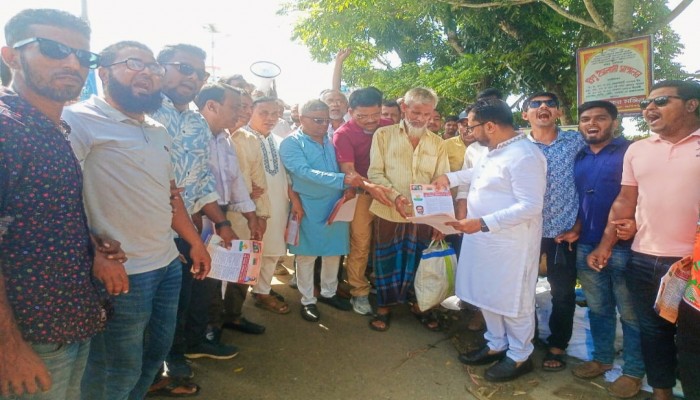 কাউখালীতে বিএনপির নেতার রাষ্ট্র কাঠামো মেরামতের ৩১ দফার লিফলেট বিতরণ