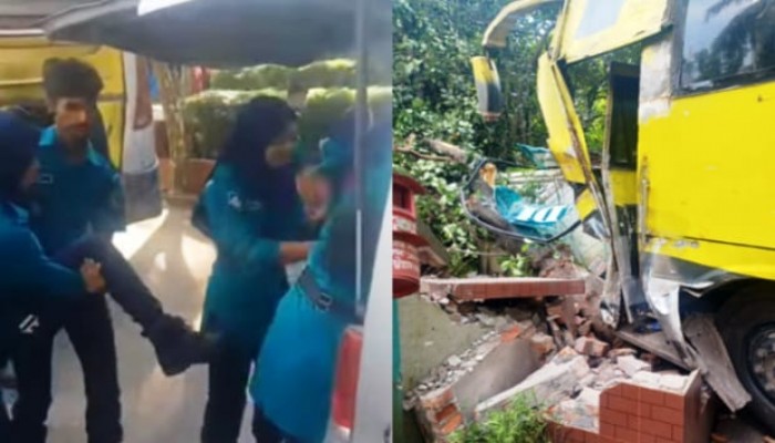 চট্টগ্রামে পুলিশ বাসের নিয়ন্ত্রণ হারিয়ে নারী সদস্যসহ আহত ২০