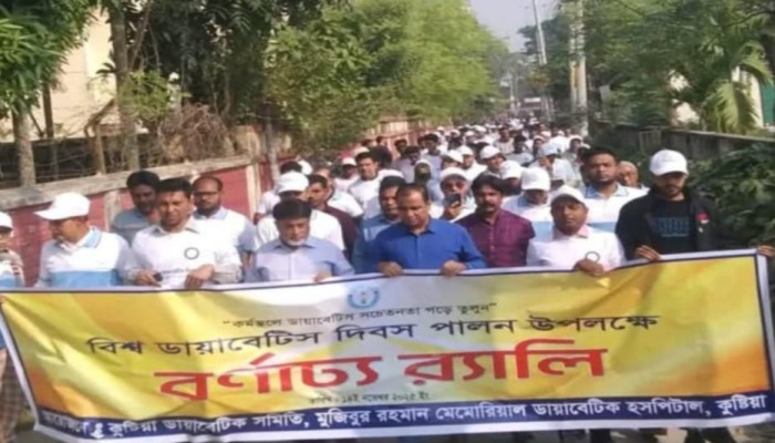 বিশ্ব ডায়াবেটিস দিবস উপলক্ষে কুষ্টিয়ায় র‌্যালী ও আলোচনা সভা অনুষ্ঠিত