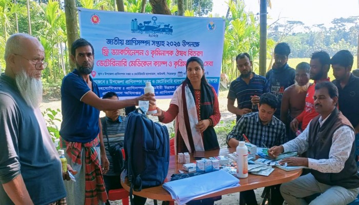 কাউখালীতে জাতীয় প্রাণী সম্পদ সপ্তাহ উপলক্ষে ফ্রি ভ্যাকসিন ও কৃমিনাশক ঔষধ বিতরণ করা হয়