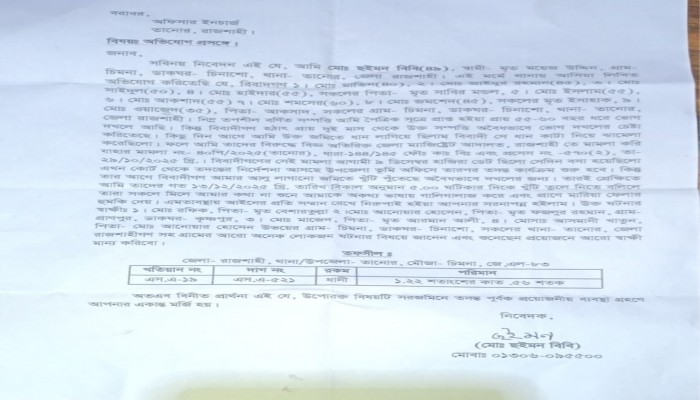 তানোরে জমি জবরদখলের চেষ্টা থানায় অভিযোগ