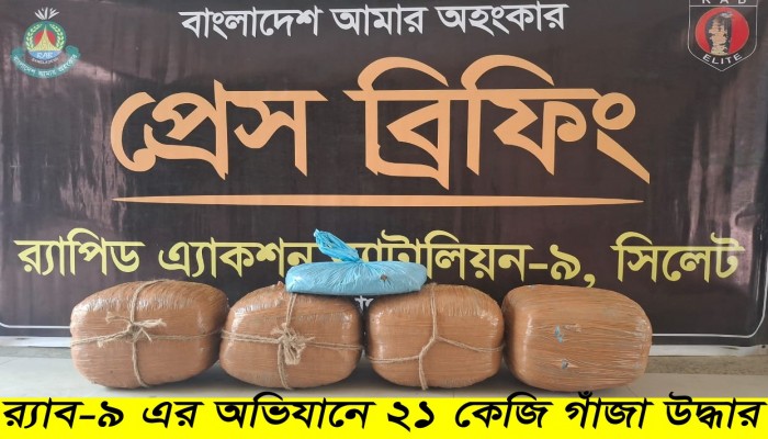 র‌্যাবের অভিযানে হবিগঞ্জের চুনারুঘাট থেকে ২১ কেজি গাঁজাসহ ০১ জন মাদক ব্যবসায়ী গ্রেফতার