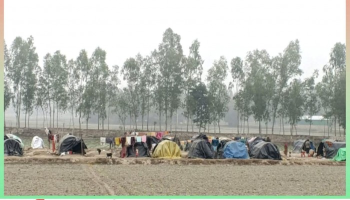 ঠান্ডায় মানবেতর জীবন যাপন করছে বেদে পরিবার