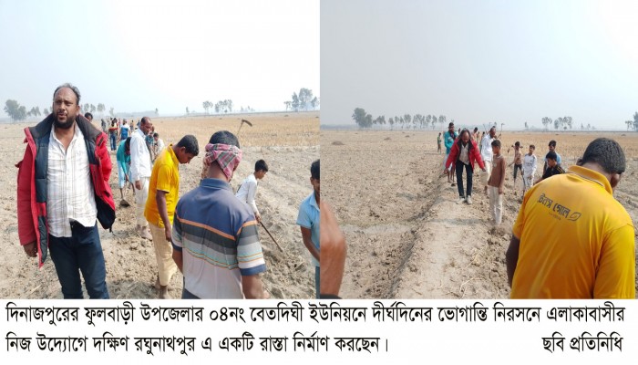 বেতদিঘী ইউনিয়নে নিজ উদ্যেগে রাস্তা নির্মাণ
