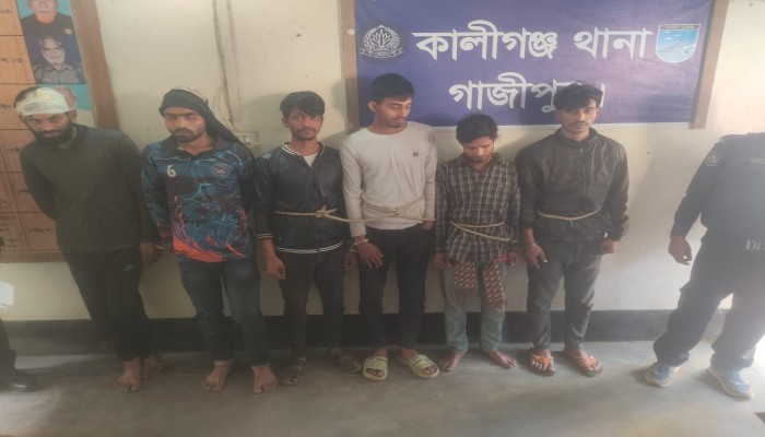 কালীগঞ্জে অপহরণ-ছিনতাই চক্র ভেঙে দিল পুলিশ, শীর্ষ অপরাধী মিঠু পাঠানসহ ৬ জন গ্রেপ্তার