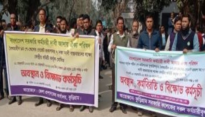 ৯ম পে-স্কেল বাস্তবায়নের দাবিতে কুড়িগ্রামে মানববন্ধন, বিক্ষোভ সমাবেশ ও কর্মবিরতি পালন