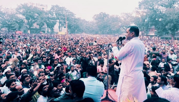 নান্দাইল- ৯ আসনে ইয়াসের খান চৌধুরীর নির্বাচনী জনসভায় জনসমুদ্রে রূপান্তর
