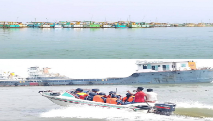 ​মেঘনায় অবৈধ বালু উত্তোলন রোধে কোস্ট গার্ডের যৌথ অভিযান, ১৪ ড্রেজারের নথিপত্র জব্দ