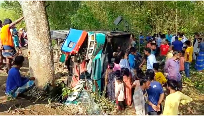পঞ্চগড়ে গাছের সঙ্গে ধাক্কা, উল্টে গেল যাত্রীবাহী বাস—আহত কয়েকজন