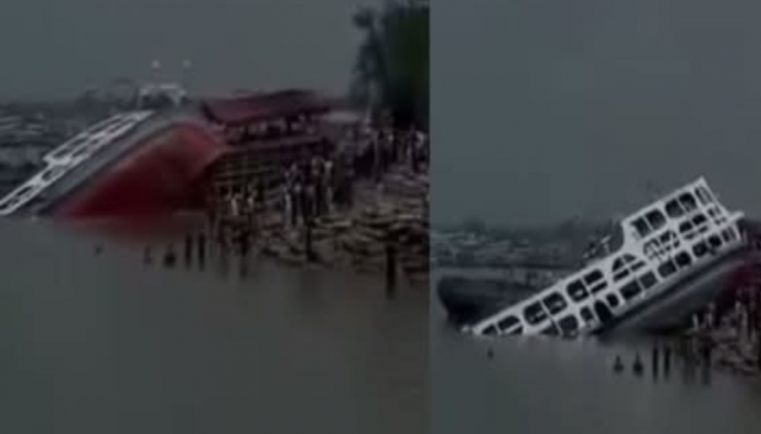 চরমোনাই ঘাটে ডুবে গেল লঞ্চ এমভি মানিক-৪