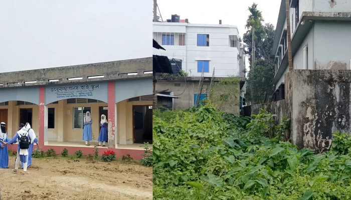 বর্জ্যের দুর্গন্ধ, নাক চেপে ক্লাস করছেন শিক্ষার্থীরা