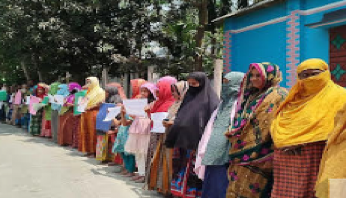 কুড়িগ্রামের ফুলবাড়ীতে মানববন্ধনে স্লোগান ‘বর তুমি কার’