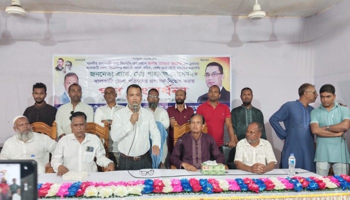 নলছিটিতে জেলা পরিষদ প্রশাসককে কে গণসংবর্ধনা