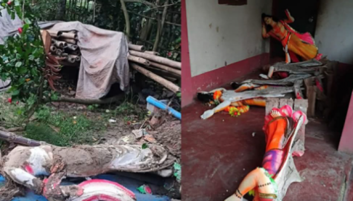 ​‎মাধবপুরে রাতের আঁধারে মন্দিরে হামলা, প্রতিমা ভাঙচুরে উদ্বেগ ও এলাকায় উত্তেজনা
