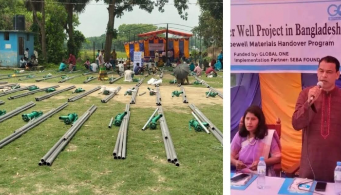 নান্দাইলে অসচ্ছল ১০০ পরিবারের মাঝে বিশুদ্ধ পানির জন্য নলকূপ বিতরণ
