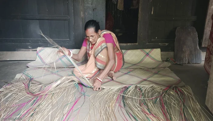 বৈশাখী মেলাকে ঘিরে শীতলপাটি বুননে ব্যস্ততা