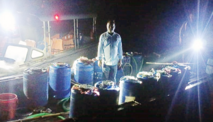 ​মেঘনায় জব্দকৃত রেনু অবমুক্ত, ৩৫ জেলেকে জরিমানা