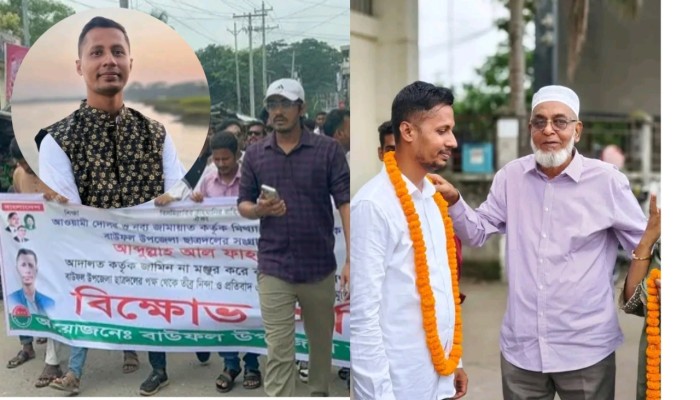কারামুক্তির পর বাউফল ছাত্রদল সভাপতিকে ফুলেল শুভেচ্ছা জানালেন সাবেক এমপি শহিদুল আলম
