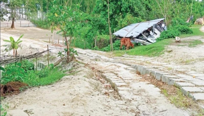 ৪৪৮ কোটি টাকার ব্রহ্মপুত্রের ডান তীর রক্ষা বাঁধ কেটে রাস্তা