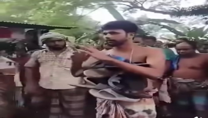 বানারীপাড়ায় বিশ্ব নবীকে নিয়ে কটুক্তি করায় যুবককে জুতার মালা পড়িয়ে ঘুরানো হলো
