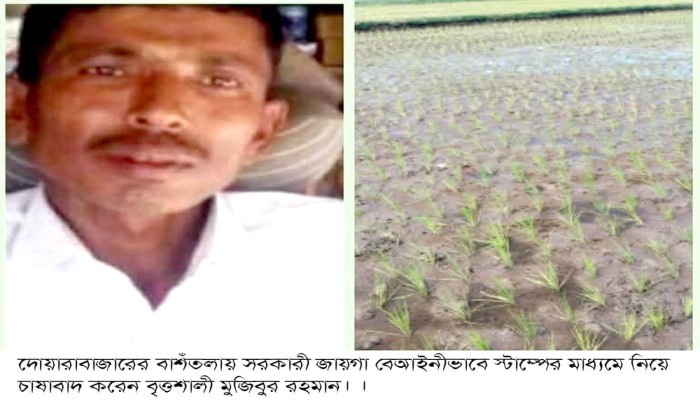 দোয়ারাবাজারে এক ভূমিহীনের  দখলে থাকা সরকারী জায়গা প্রভাবশালীচক্র স্টাম্পের মাধ্যমে জোরপূর্বক দখল