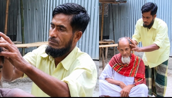 কাঁচি নয় ব্লেডই ভরসা আবেদ তেলির; ৩৫ বছর ধরে বিনামূল্যে চুল কাটেন অ'সচ্ছল মানুষের